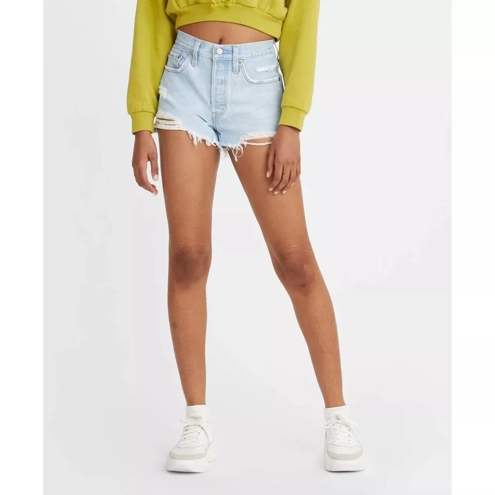Levi's 501 Original Women's High-Rise Distressed Jean Denim Shorts - Size 33